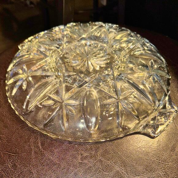 Vintage Clear Pressed Glass Relish Dish – Starburst Divided Tray, Mid-Century - Picture 7 of 10